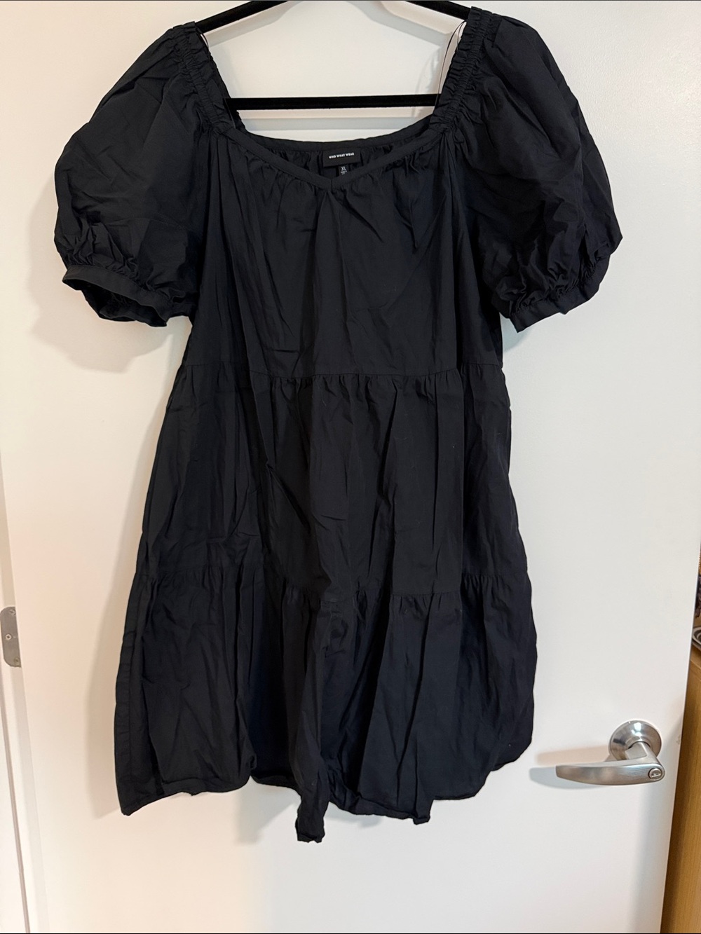 Who What Wear Black Puff Sleeve Babydoll Dress